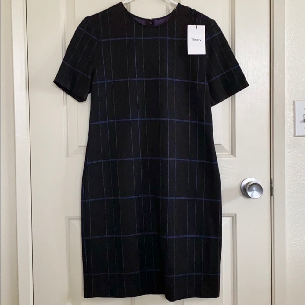 Theory Rijik Short Sleeve Plaid Dress